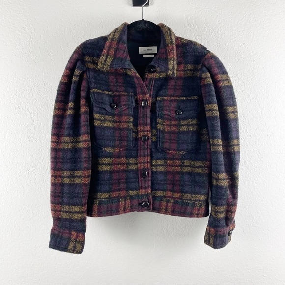 Isabel Marant Etoile Plaid Leiko Wool Short Jacket in Black Multi Small Casual - Picture 2 of 10